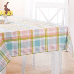 Fabric Tablecloth Spring Easter Plaid 60x84